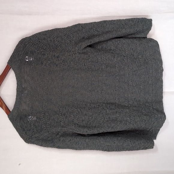 J Jill Sage Green Loose Knit Cotton Blend Shrug Cardigan Size Medium - Picture 5 of 5